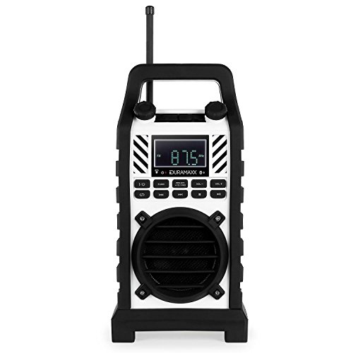 Duramaxx • 862-BTB-WH • Bluetooth Lautsprecher • Baustellenradio • MP3-fähiger USB-Port und SD-Slot • UKW / MW-Radiotuner • 20 Senderspeicher • LED-Display • AUX-Eingang • stoßfest • spritzwassergeschützt • Tragegriff • Netz- und Akku-Betrieb • weiß - 2