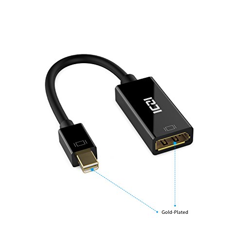 ICZI 4K Mini Displayport auf Displayport Adapter, Male zu Female, vergoldet Stecker, Schwarz, für Macbook, Kiebel KCSMOBILEGAMING PRO7-15, Sureface book und mehr (1 Stuck) - 2