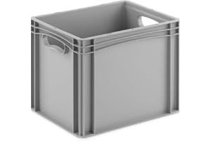 DIE BOX FABRIK Eurobehälter 400x300x320mm | geschlossene Box | Aufbewahrungsbox | Kunststoff Kisten | Lagerbehälter mit Griffen | robuste Stapelbox | Eurokiste | Mehrwegbehälter