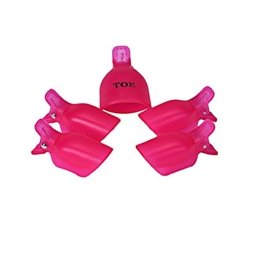 Vovotrade® 5Pcs Toenail Soak Off Clip Caps Gel Nail Art Tips Reusable Clamp Remover (Hot Pink)