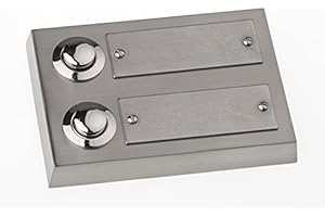 HUBER Dzwonek przycisk dzwonka 12012, podwójny natynkowy, prostokątny, prawdziwy metal, z tabliczką na nazwisko ze stali szlachetnej