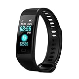 Smartwatch, erthome Smartwatch Sport Fitness Aktivität Herzfrequenz-Tracker Blutdruckuhr, Pulsmesser Armbanduhr Fitness Tracker Armband Sport Uhr Fitnessuhr mit Schrittzähler,Schlaf-Monitor,Setz-Alarm,Stoppuhr,SMS-, Anruf-Benachrichtigung Push/Kamera-Fernsteuerung Musik für Samsung für Android-Handy (Schwarz)