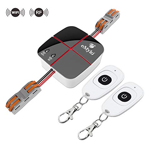 eMylo Smart WiFi Interruttori di luce Telecomando Wireless RF Relè 100-240V 1canali Timer per Compatibile con Amazon Alexa Google Home App per IOS/Android