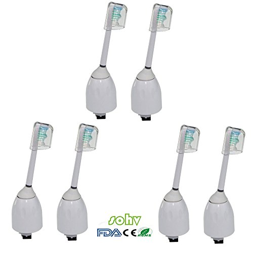 Preisvergleich Produktbild Sohv® Zahnbürstenköpfe. Ersatzzahnbürstenköpfe, die vollständig kompatibel mit der Philips SoniCare E-Serie sind. Austauschbare Bürsten für alle SoniCare Essence-, Xtreme-, Elite-, CleanCare- und Advance-ModelleStandard, 6er-Pack