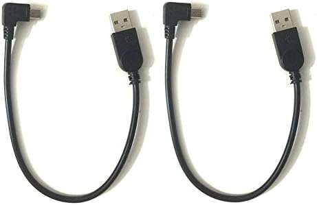 2 Pack Right Angled Mini USB Cable for TI 84 Plus Calculator, Canon Powershot ELPH 180, 190 IS, Mavic Pro, L Plug USB 2.0 90 Degree Charger Data Sync Cable (10in)