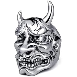 EVBEA Anillos Hombre Máscara de Hannya Prajna Joyería Japonesa Punk Rcoker clásica Anillos de Calavera para Hombres