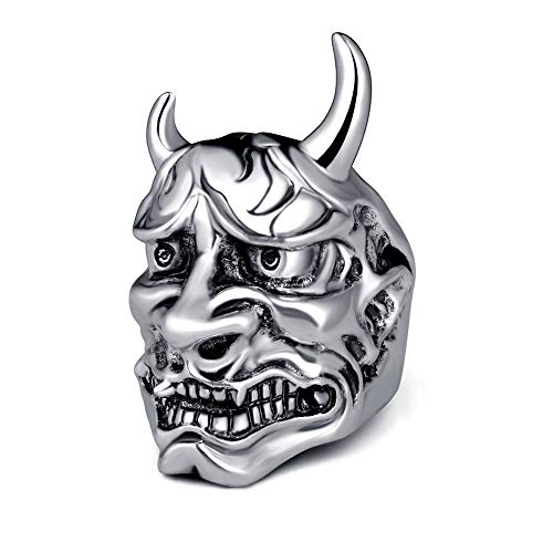 EVBEA Anillos Hombre Máscara de Hannya Prajna Joyería Japonesa Punk Rcoker clásica Anillos de Calavera para Hombres