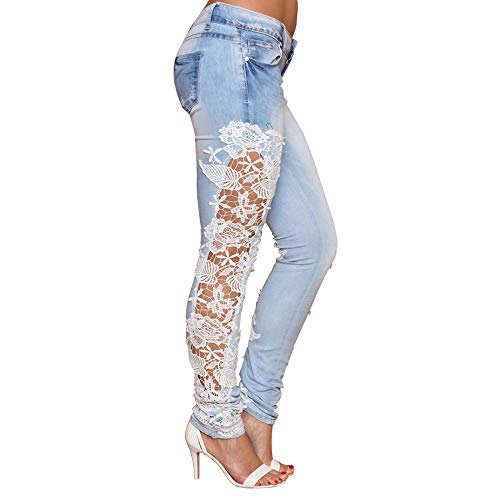 Preisvergleich Produktbild Zarupeng Damen Stretch Jeanshose, Frauen Dünne Spitze Denim Leggings Bleistifthose Freizeithosen Sport Fitness-Hosen