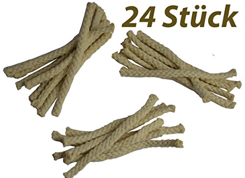 Dochte - Ersatzdochte für Bambusfackeln, Lampen, Laternen, Fackeln - Länge: 12 cm, aus Baumwolle Ersatz Dochte - weiß (24 Stück)