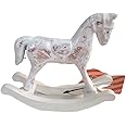 MPS My Party Suppliers 1pc Merry Christmas Rocking Horse Decoration, Christmas Wood Rocking Horse Christmas, Wooden Hanging Gift, Rocking Horse Wood Toy for Kids, Rocking Horse Wooden (White-Silver)