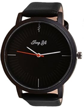 Rosepoem Quarz-Analoguhren Arbeiten Sie kreative Kinderuhr PU-Armband-Uhr Herren Damen-Armbanduhr Unisex Schwarz