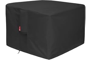 SHEECHUNG Fire Pit Cover - Waterproof 600D Heavy Duty Square Patio Fire Pit Table Cover Black (Square - 28"L x 28"W x 25"H)
