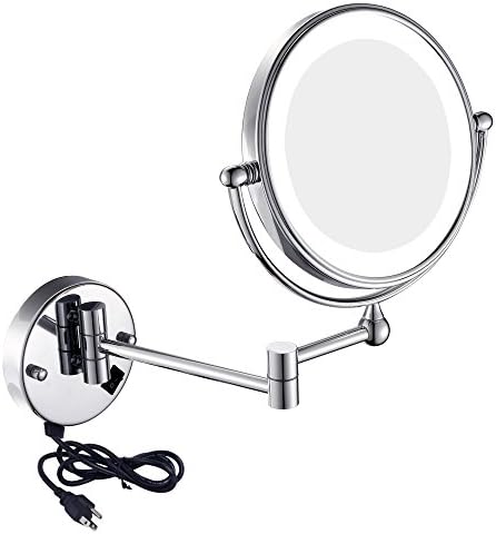 GURUN 8 Inch Two-Sided Swivel Wall Mounted Led Illuminated Mirror, 7X Magnification, Chrome Finish M1805D(8In,7X)