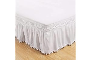 LUKKC Bed Gonne E Mantovane Gonna da Letto Matrimoniale/Singolo/King Size Letto Una Piazza E Mezzo 137/152/198CM Super Soft Resistente alla Sbiadita, Protezione del Letto per Casa, Hotel