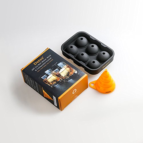 Deiss® ART Eiskugel-Maker Schimmel & faltbare Trichter – 6 perfekt 4.6 cm Eiskugeln in flexiblem Silikon Fach – faltbare Trichter für flüssige Übertragung – spülmaschinengeeignet - 7