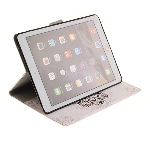 iPad Air 2 Hülle Case,iPad Air 2/ iPad 6 Ledertasche,Ukayfe Muster Schutzhülle Leder Tasche für iPad Air 2,Malerei Mandalas Blumen Malen Slim Fit Folio PU leder Flip Cover im Bookstyle Kunstleder Schutzhülle Cover Tasche mit Ständer für iPad Air 2 (iPad 6th Generation) mit 1 x Schwarze Eingabestift (Mandala) - 5