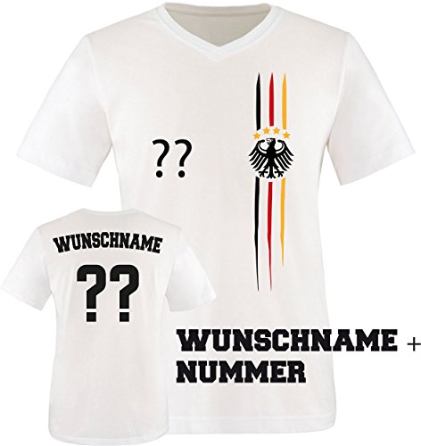 Luckja EM 2016 Deutschland Trikot Wunschname und Wunschnummer M 03 Herren V-Neck T-Shirt