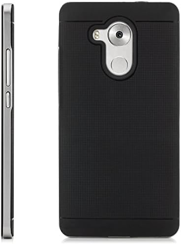 Huawei Mate 8 Case, [Saxonia® Neo Hybrid Cover] Silicone Cover TPU Slim Back-Cover Shell + Frame Bumper Style Premium Case with extra Edge and Camera Protector Black-Silver