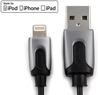 [Apple MFi Certified] Lightning to USB Charge &amp; Sync Cable Lead from InCarCables, Colour Grey &amp; Black, 1m / 3.2 ft