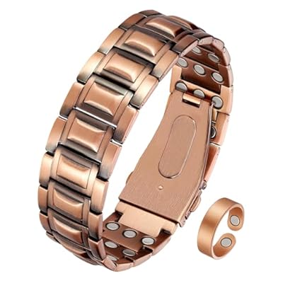 Jecanori 3x Lymph Drainage Copper Magnetic Bracelet For Men, Copper Bracelet With 57pcs Ultra Strength Magnets(3500 Gauss). Adjustable Wristband Brazaletes With Removal Tool&jewelry Gift Box