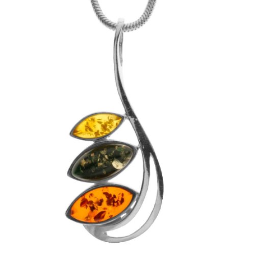 InCollections Damen-Anhnger 925/000 Sterlingsilber mit Bernstein inklusive Schlangenkette 1,6/42 cm 242A203013340