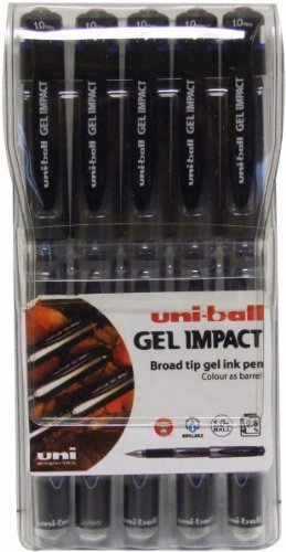 uni-ball UM153 Signo Gel Impact Tintenroller 5 Stück blaue Tinte