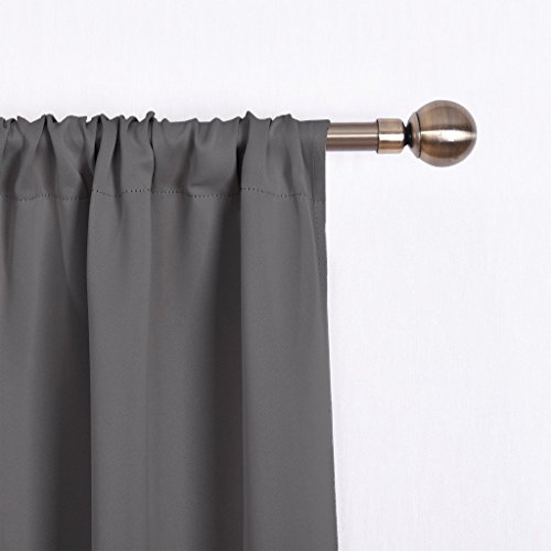 Verdunkelungsvorhänge mit Stangenbezug – PONYDANCE 1 Stück für kleines Fenster, Küche Kinderzimmer, Energiespar & Wärmeisolierend, Höhe 160 cm x Breite 116 cm, Grau - 4