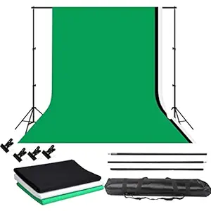 VTS Backdrop Stand Setup Photo Studio Black White Green Backdrop Chroma Key Screen Background for Indoor-Outdoor, Comercial, YouTube Photography (9 x9ft. -1)