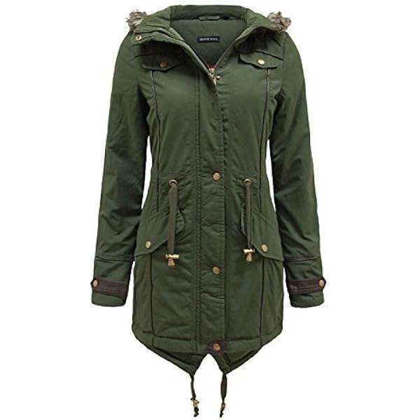 SS7 Oversized Hood Fishtail Parka Coat, Khaki, Sizes 8-22 (UK - 8