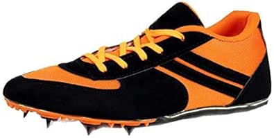 orange and black track spikes