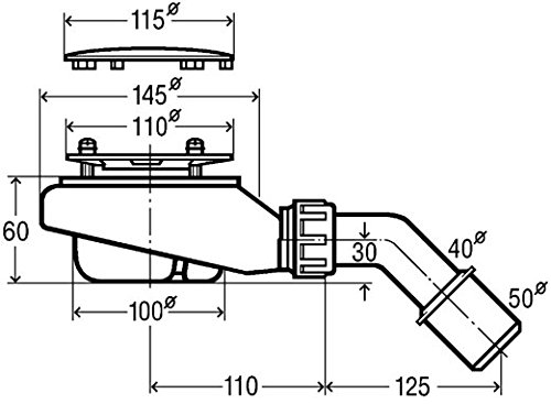 Viega 634100 Ablaufgarnitur Tempoplex 6963 Kunststoff/verchromt 112 mm x DN 40/50 x 60 - 2