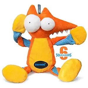 EASTBUE Fox Dog Squeaky Toys: Cute Plush Stuffed Puppy Chew Toy with 6 Squeaker for Small | Medium Breed