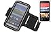 Produktbild Neopren Jogging Armband Sportarmband Oberarmband für HTC Desire 628, schwarz mit Reflektor Streifen. Fitness Lauf Armband