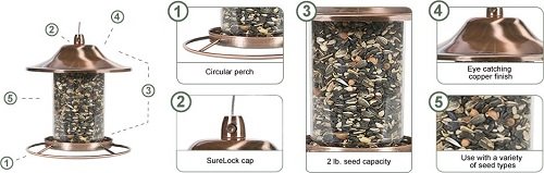 Perky-Pet Panorama Mangiatoia per Uccelli in Rame, 312C