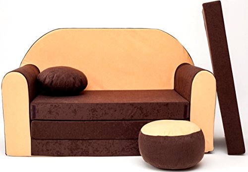 K1 Children's Fold-Out Sofa Couch Sofa Mini 3 in 1 Baby Set + Child Seat and Seat Sofa Cushion/Mattress