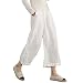Ecupper Women's Casual Loose Plus Size Elastic Waist Cotton Trousers White L