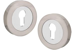 Golden Grace Door Key Hole on Round Rose in Satin Nickel & Polished Chrome Dual Finish, Escutcheon with 3 Lever 5 Lever Lock Keys