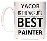 Acabado blanco brillante YACOB IS THE WORLD\'S BEST PAINTER Taza por WeDoMugs