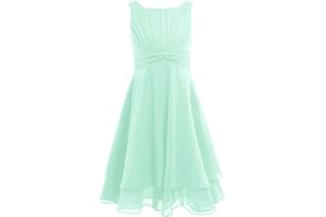 CHICTRY Kids Girls' Knotted Waist Chiffon Tiered Flower Girl Dress Wedding Bridesmaid Prom Party Gowns