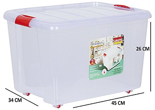 ARISTO Multipurpose Plastic Storage Container Box with Wheels 25 LTR (Clear, Transparent) - Image 5