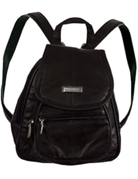 Damen Leder Tasche schwarz Cityrucksack Mini Rucksack Schultertasche Umhangtasche Handtasche kleiner Lederrucksack...