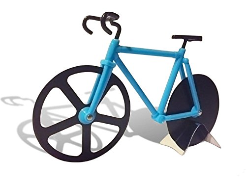 UltraStyle Pizzaschneider Doppel-Edelstahl-Bike Pizza Schneidrad Räder Cutter (Blau)