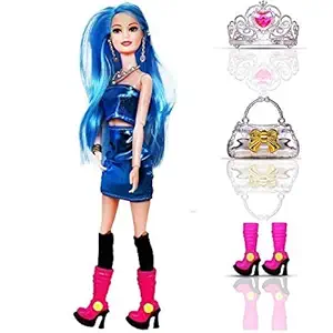 AK Store Charm Girl Fashion Movable Joints Doll Toy for Girls (Movable Joints Knee, Legs, Arms, Hands, Elbow) with Handbag, Shoes & Ornaments, 30 cm (Color May Very)