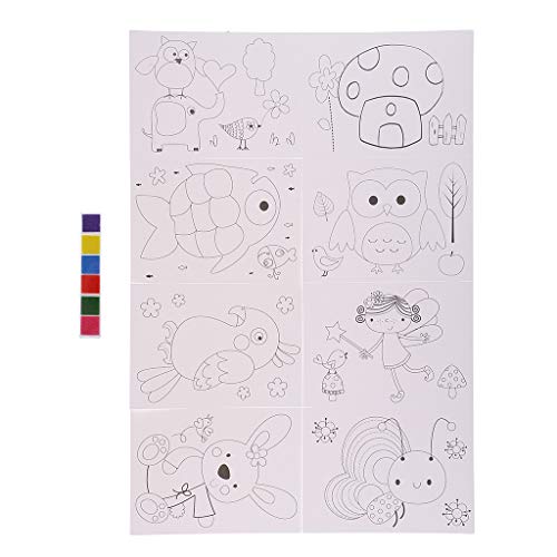 6 Colors Finger Painting Paints and 8 Pieces Painting Paper Set Non-toxic Safe for Baby Toddlers Kids Educational Toys Art Crafts