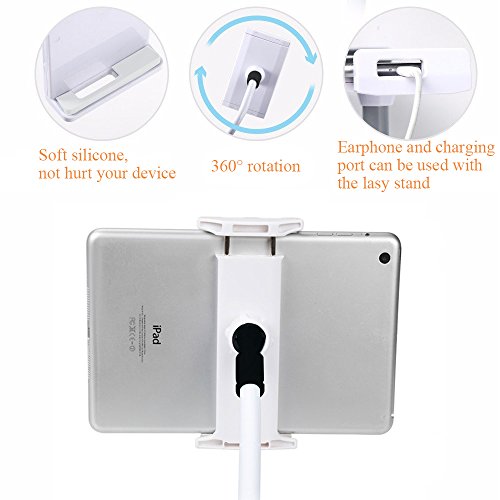 MyArmor verstellbarer Schwanenhalshalter für iPad / Tablets, flexibel mit mit Klemme, 360 Grad drehbar, passend fürs Bett, Tisch, für Apple iPhone 6 / iPad Mini 3 / iPad Air 2 / Galaxy Tab 4 10.1 / Galaxy Tab A 9.7/8.0 und für andere Geräte mit Bildschirmen der Größe 10,2-25,7 cm (Schwarz & Weiß) - 3