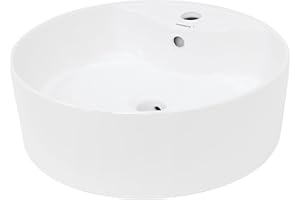 ECD Germany Vasque à Poser Salle de Bain - 460 x 460 mm x 155 mm - en Céramique - Rond - Blanc - Vasque Salle de Bain - Lave-Mains Évier - Lavabo à Poser sur Meuble - Moderne - sans Kit de Vidange