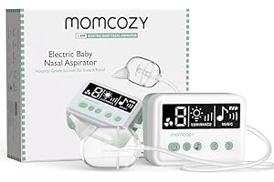 Momcozy Nasal Aspirator for Baby, 【Hospital-Grade】 70 KPa Strong Suction & 9 Suction Levels Nose Sucker, Electric Nose Cleaner for Toddler & Newborn, Soothe Light & Lullabies, BPA Free Silicone Tips
