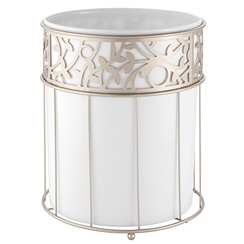Preisvergleich Produktbild InterDesign Vine Wastebasket Trash Can, White / Satin by InterDesign