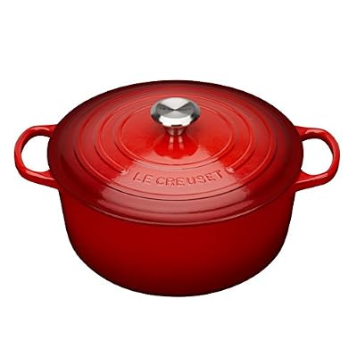 Le Creuset Cocotte Signature ronde en fonte émaillée, 30cm, cerise
