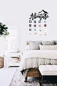 Vah Wood Adventure Hanging Photo Display Picture Frame Collage Organizer with Clips (Multicolor)